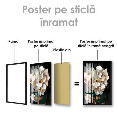 Poster - White flower on a dark background, 30 x 45 см, Canvas on frame, Botanical