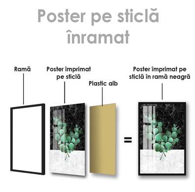 Poster - Crenguță în acuarelă, 60 x 90 см, Poster inramat pe sticla