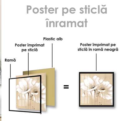 Poster - White flower on a beige background, 30 x 45 см, Canvas on frame