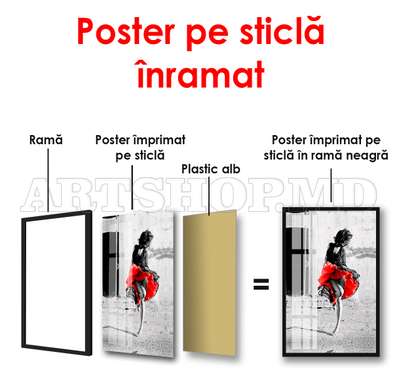 Poster - Fată cu o fustă roșie, 60 x 90 см, Poster înrămat, Diverse