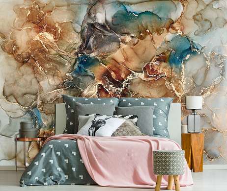 Wall Mural - Abstract painting with golden splashes