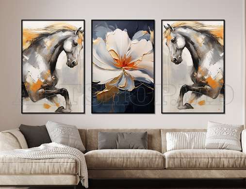 Poster - The horse and the flower, 30 x 45 см, Canvas on frame, Sets