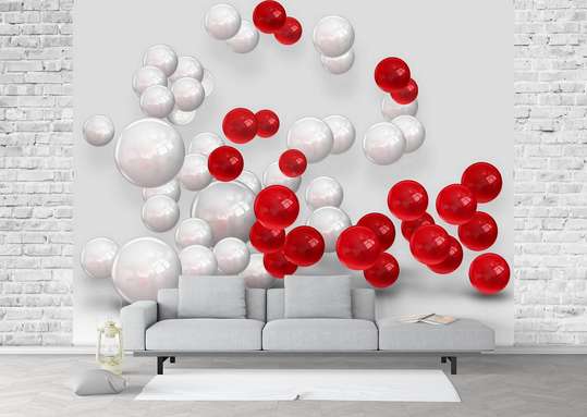 3Д Фотообои - Белые и красные 3д шары.