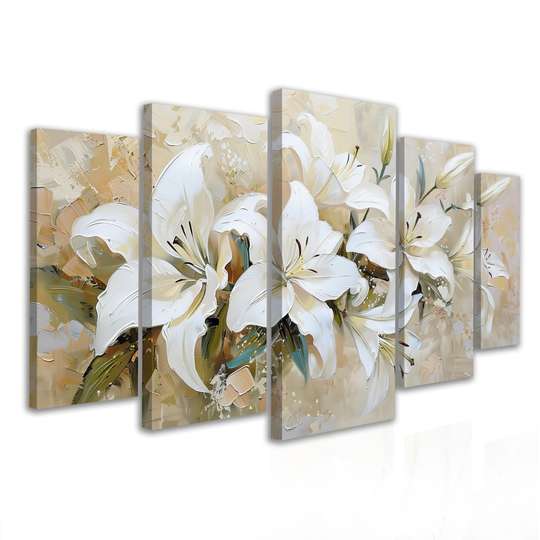 Tablou Multicanvas, Flori de lilii albe, 108 х 60