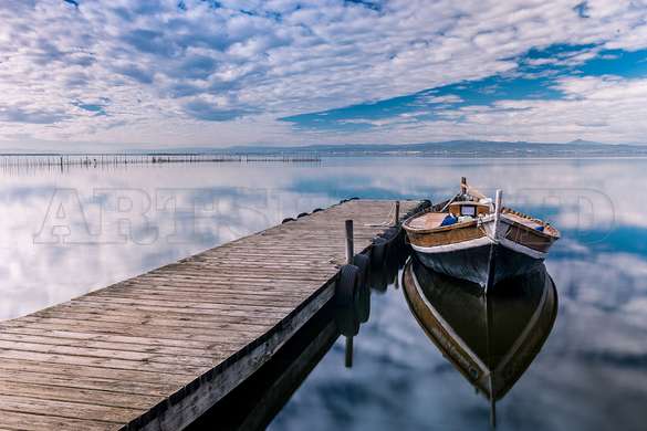 Modular picture, Boat on the lake, 108 х 60