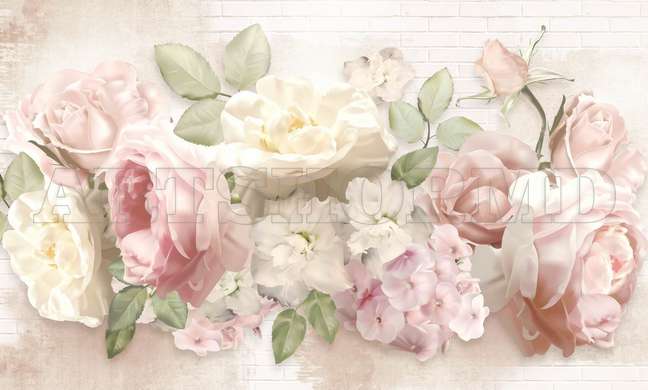 Wall Mural - Delicate flowers on a white background