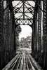 Poster - Black & White Railroad on a Metal Bridge, 60 x 90 см, Framed poster on glass, Maps and Cities