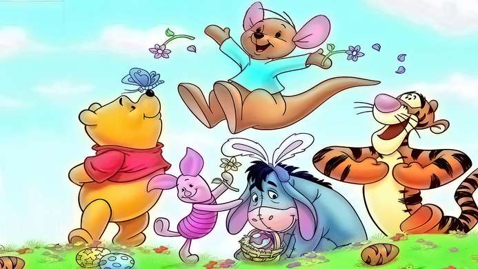 Wall mural in the nursery - Winnie the Pooh and his friends