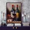Постер - Бутылки с вином на столе, 60 x 90 см, Постер в раме, Прованс