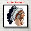 Постер - Индеец, 100 x 100 см, Постер в раме, Минимализм
