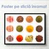 Poster - Plateau of different spices, 90 x 60 см, Framed poster on glass