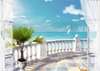 Wall Mural - White balcony on the background of the ocean.