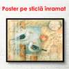 Poster - Pescăruși pe fundalul hărții, 40 x 40 см, 90 x 60 см, Poster înrămat, Provence