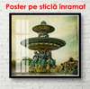 Постер - Старинный фонтан в городе, 100 x 100 см, Постер в раме, Винтаж