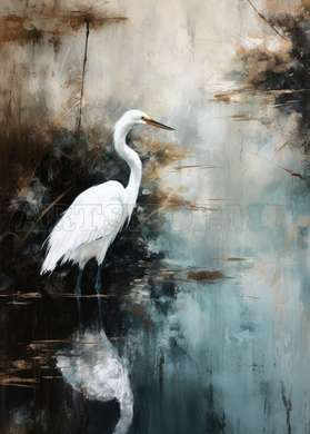 Poster - The white bird, 60 x 90 см, Framed poster on glass, Picturi