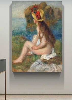 Постер - Девушка оголенная, 30 x 45 см, Холст на подрамнике, Живопись