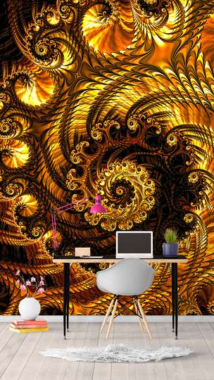 Wall Mural - Golden pattern in the form of a spiral