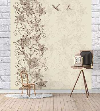 Wall Mural - Dragonflies fly to flowers