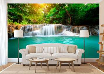 Wall Mural - Noise of a waterfall in the forest