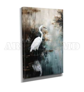 Poster - The white bird, 60 x 90 см, Framed poster on glass, Picturi