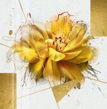 Постер - Ярко-желтый цветок, 40 x 40 см, Холст на подрамнике, Цветы