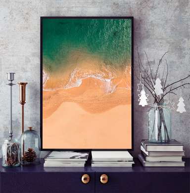 Poster - Sea and sand, 60 x 90 см, Framed poster on glass, Marine Theme