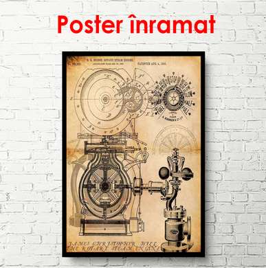 Постер - Схема старинная, 60 x 90 см, Постер в раме, Винтаж