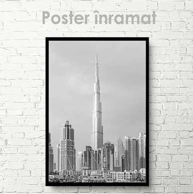 Poster - National symbols of the city of Dubai, 60 x 90 см, Framed poster on glass, Maps and Cities