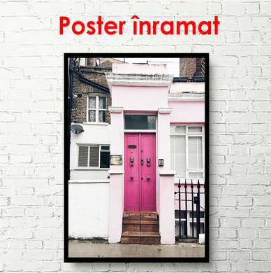 Постер - Розовая дверь, 60 x 90 см, 30 x 60 см, Холст на подрамнике, Разные