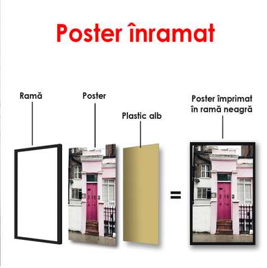Постер - Розовая дверь, 60 x 90 см, 30 x 60 см, Холст на подрамнике, Разные