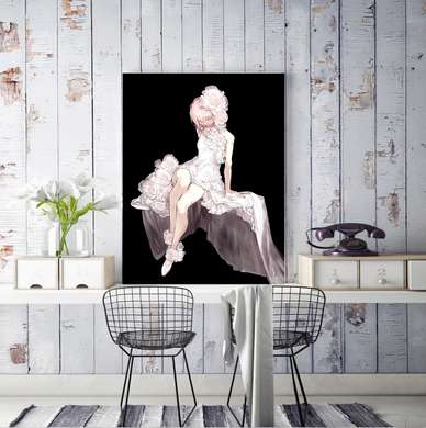 Poster - Fata din Anime, 60 x 90 см, Poster inramat pe sticla