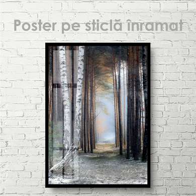 Постер - Тропинка в лесу, 60 x 90 см, Постер на Стекле в раме, Природа