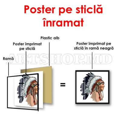 Poster - Indian, 100 x 100 см, Framed poster on glass, Minimalism