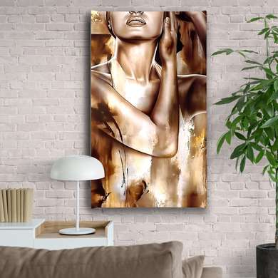 Poster - Fata de aur, 45 x 90 см, Poster inramat pe sticla