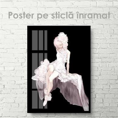 Poster - Fata din Anime, 60 x 90 см, Poster inramat pe sticla