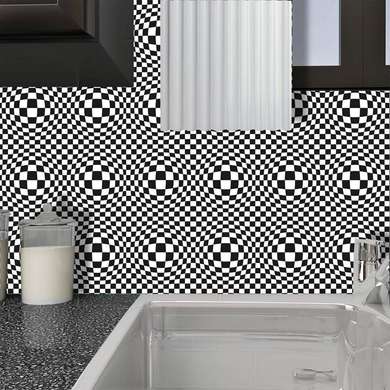 Ceramic tile in op. art style in black and white colors