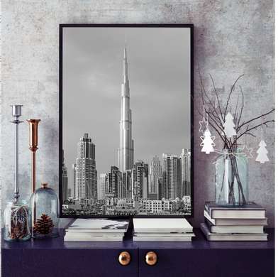 Постер - Национальные символы города Дубай, 60 x 90 см, Постер на Стекле в раме, Города и Карты