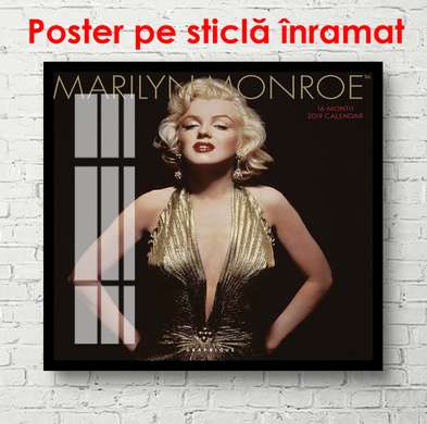 Постер - Мэрилин Монро с золотыми кудрями, 40 x 40 см, Холст на подрамнике, Личности