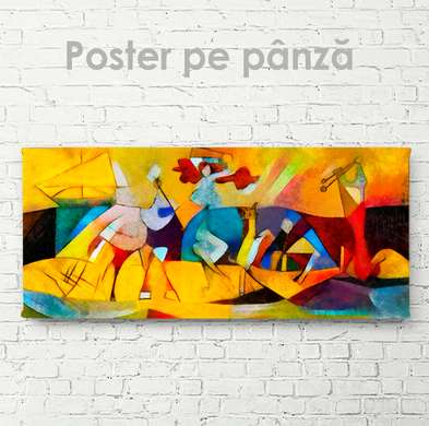 Poster - Color game, 90 x 45 см, Framed poster on glass
