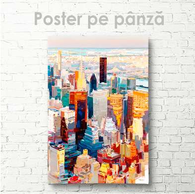 Poster - Clădiri multicolore ale orașului, 30 x 45 см, Panza pe cadru