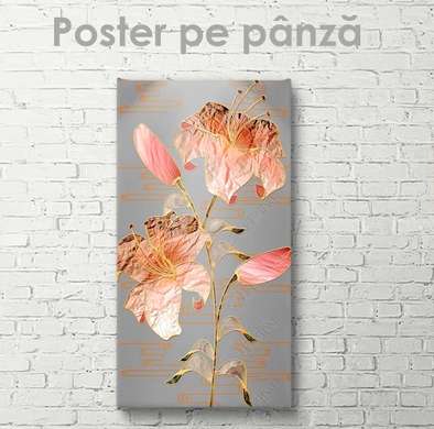 Poster - Glamor lilies, 45 x 90 см, Framed poster on glass, Botanical