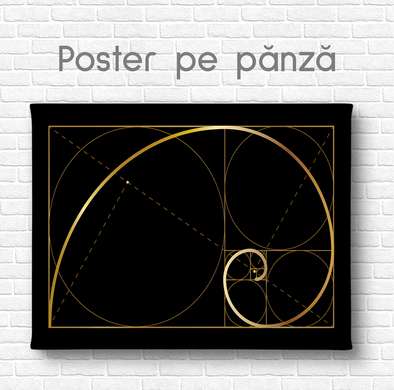 Poster - Golden line, 90 x 60 см, Framed poster on glass, Abstract