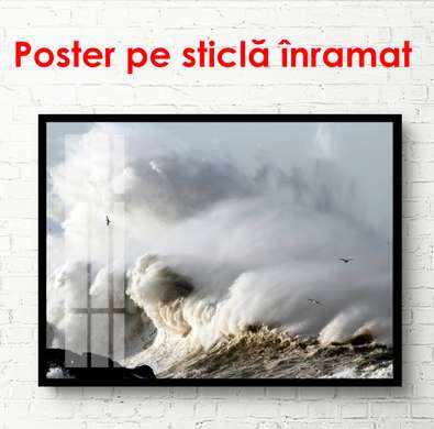 Poster - Valurile mării la apus, 90 x 60 см, Poster înrămat