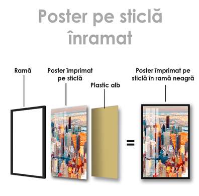 Poster - Clădiri multicolore ale orașului, 60 x 90 см, Poster inramat pe sticla
