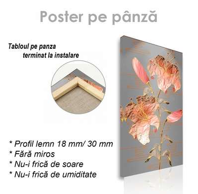 Poster - Glamor lilies, 45 x 90 см, Framed poster on glass, Botanical