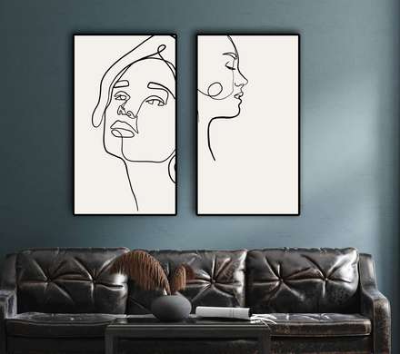 Poster - The lines of the face, 40 x 60 см, Framed poster on glass