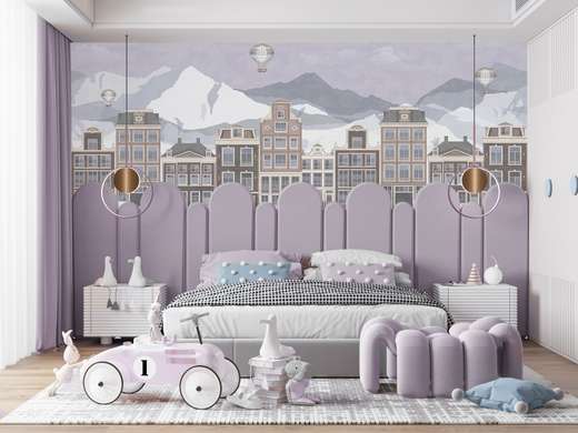 Wall mural for the nursery - Houses in the mountains