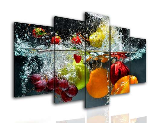 Tablou Pe Panza Multicanvas, Fructe în apă., 108 х 60