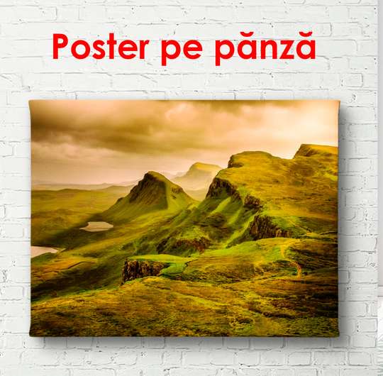 Постер - Холмистое поле, 90 x 60 см, Постер в раме