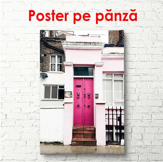 Постер - Розовая дверь, 60 x 90 см, 30 x 60 см, Холст на подрамнике